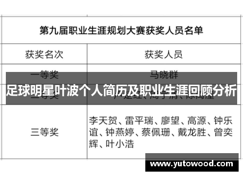 足球明星叶波个人简历及职业生涯回顾分析